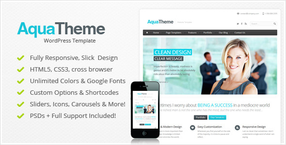 Aqua – Responsive Multi-Purpose WordPress Template