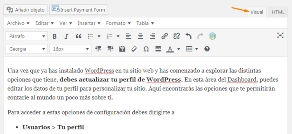 Cómo configurar tu perfil de usuario en wordpress