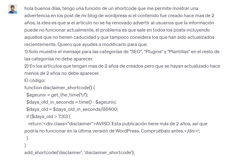 ChatGPT al rescate: Cómo mejorar un shortcode de WordPress ChatGPT al rescate: Cómo mejorar un shortcode de WordPress